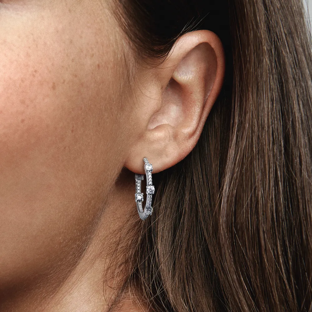 Sparkling Pavé Bars Hoop Earrings