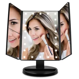 Standing Make Up Mirror Vanity USB 21 LED Light 10X 3X 2X 1X Magnification Black