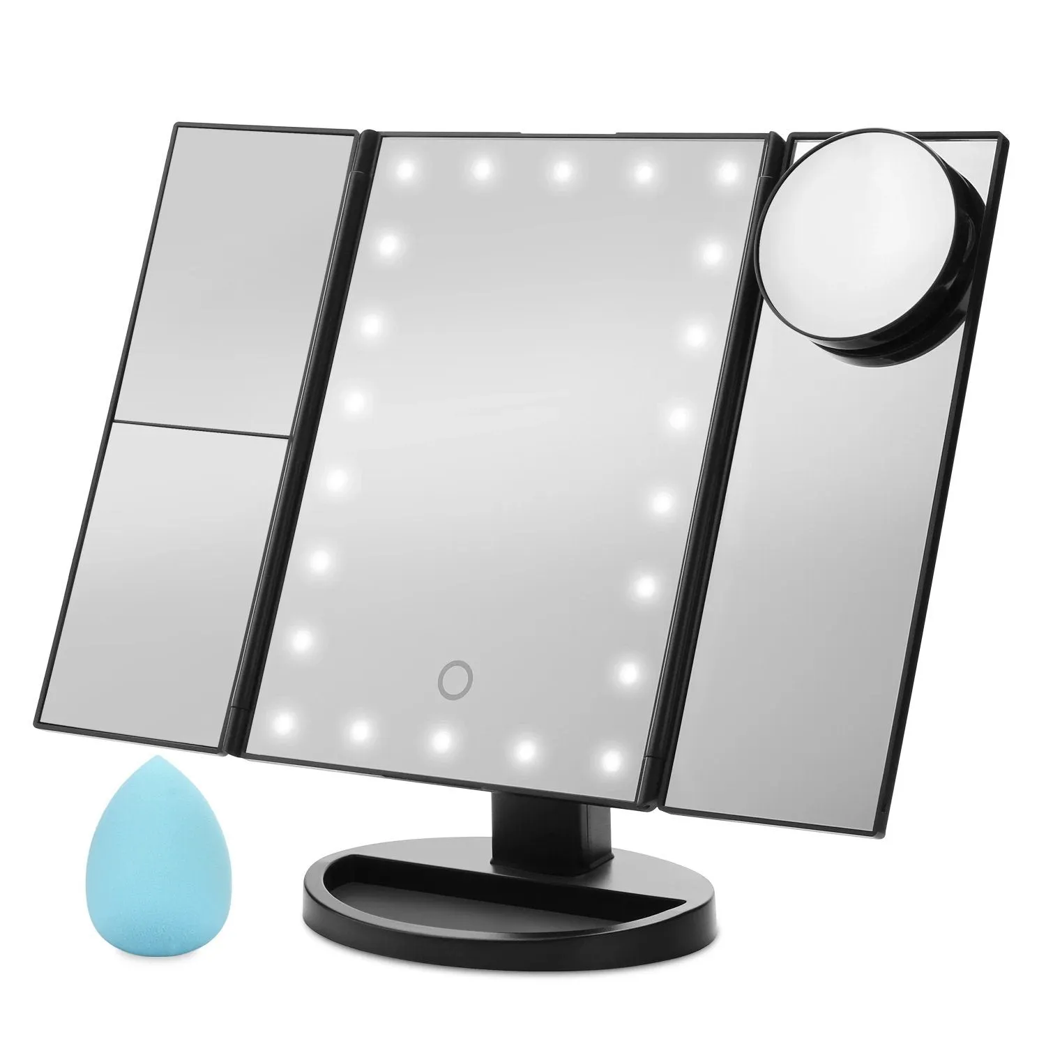 Standing Make Up Mirror Vanity USB 21 LED Light 10X 3X 2X 1X Magnification Black