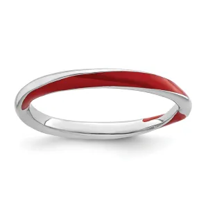 Sterling Silver Red Enameled Stackable Ring