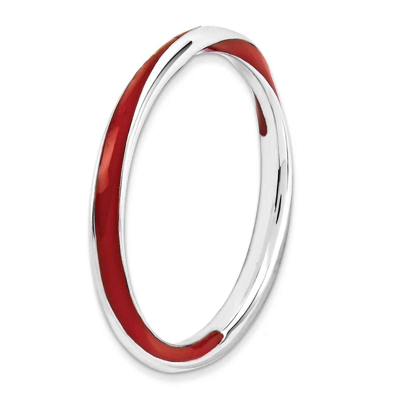 Sterling Silver Red Enameled Stackable Ring