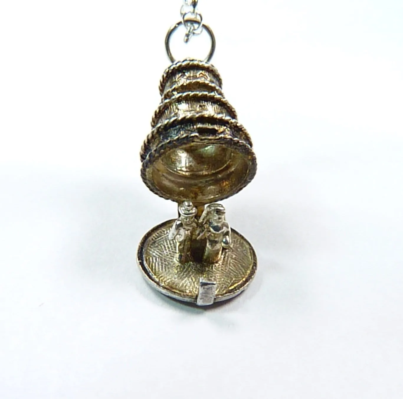 Sterling Silver Wedding Cake Pendant 1960s With 18" Sterling Silver Necklace