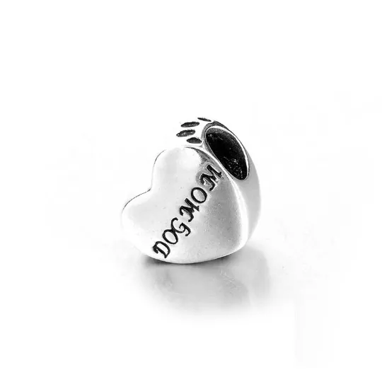 Sweet Dog Mom Heart Charm 925 Sterling Silver