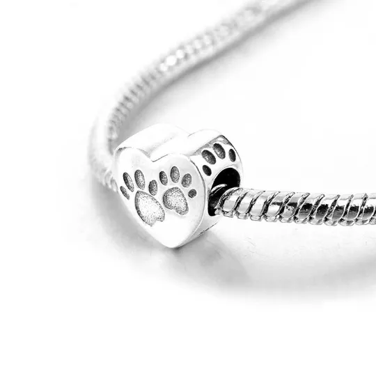 Sweet Dog Mom Heart Charm 925 Sterling Silver