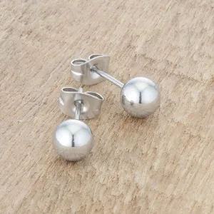 Tina Rhodium Sphere Stud Earrings - 6mm | Stainless Steel