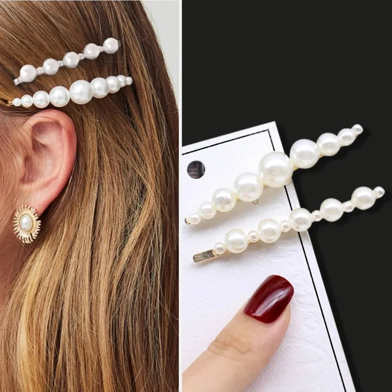 Wenkouban 1Set Handmade Pearls Hair Clips Pin for Women Fashion Geometric Flower Barrettes Headwear Girls Sweet Hairpins Hair Accessorie