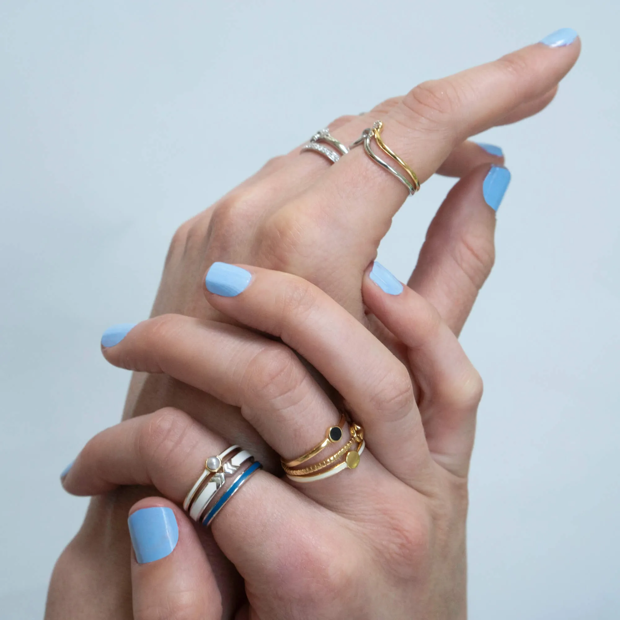 White  "Courage" Signet Poesy Stackable Ring