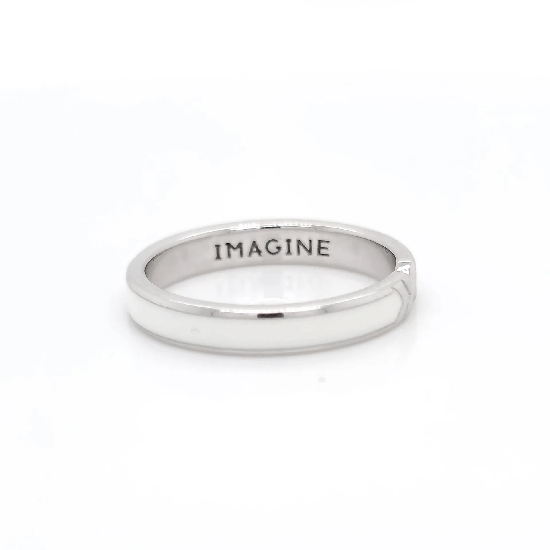 White "Imagine" Arrow Poesy Stackable Ring