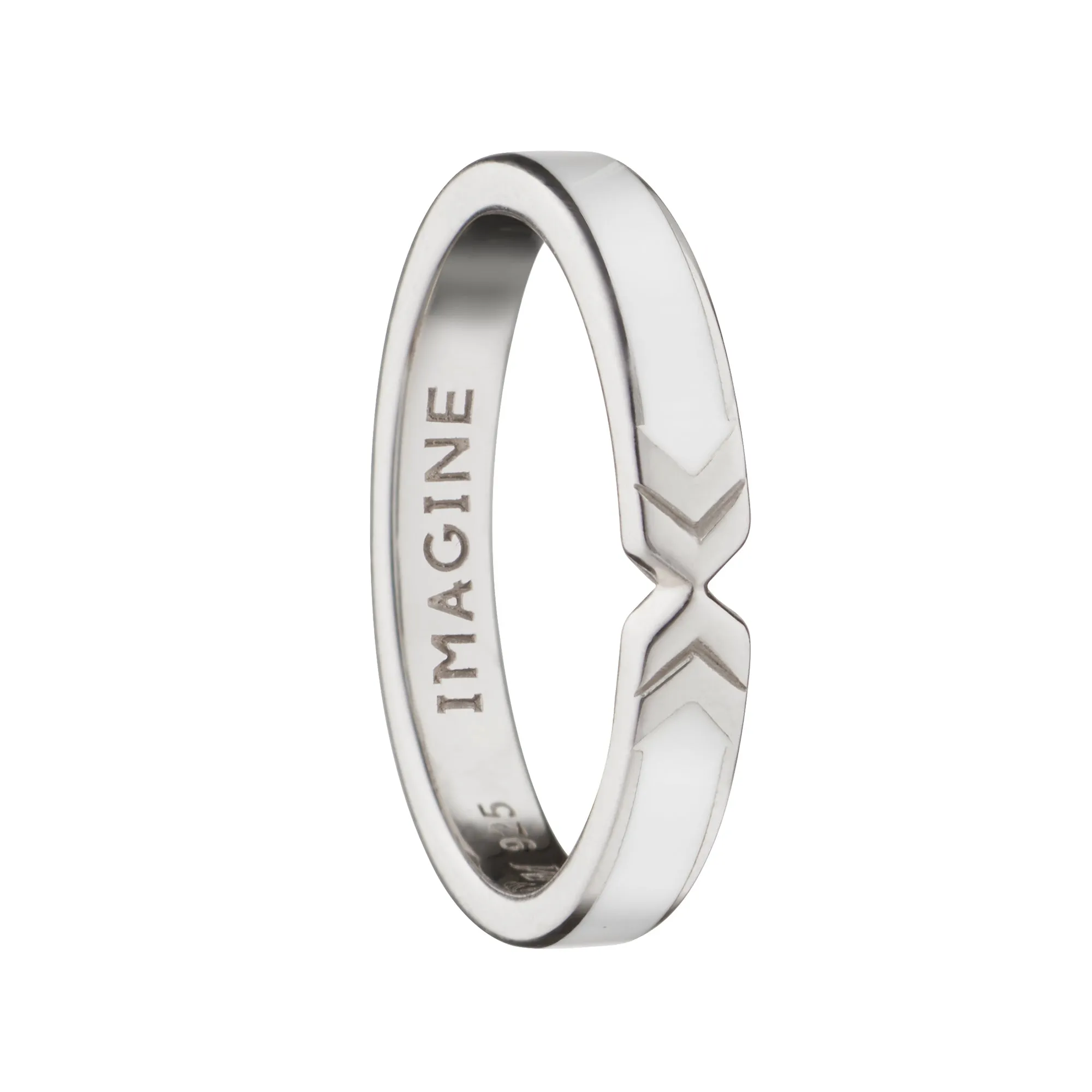 White "Imagine" Arrow Poesy Stackable Ring