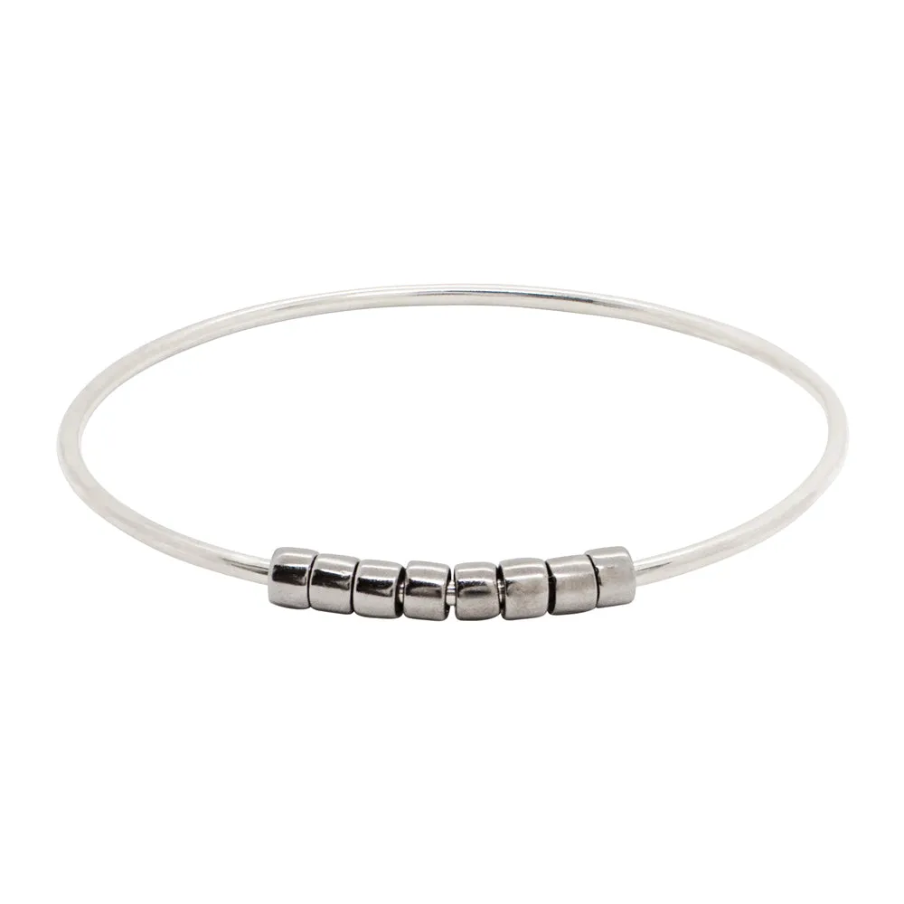 Worry Bangle in Silver & Antiqued Sterling Beads