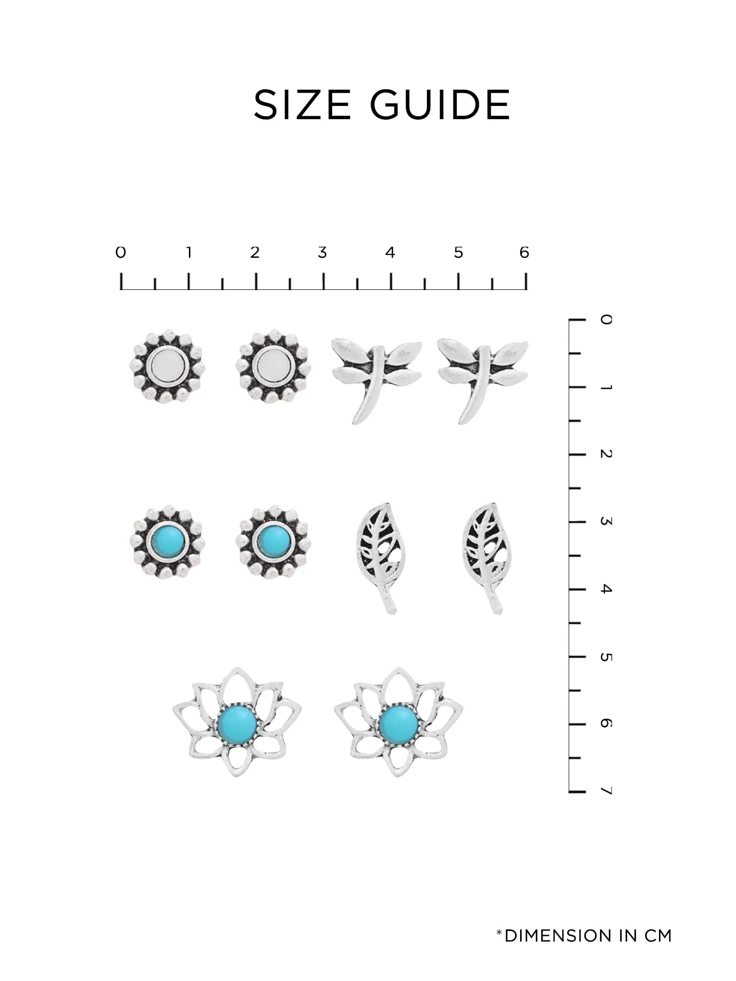 Yellow Chimes Latest Fashion Silver Plated Geometric Multi Design Stud Drop Dangle Earrings Combo for Women and Girls (Design 8)