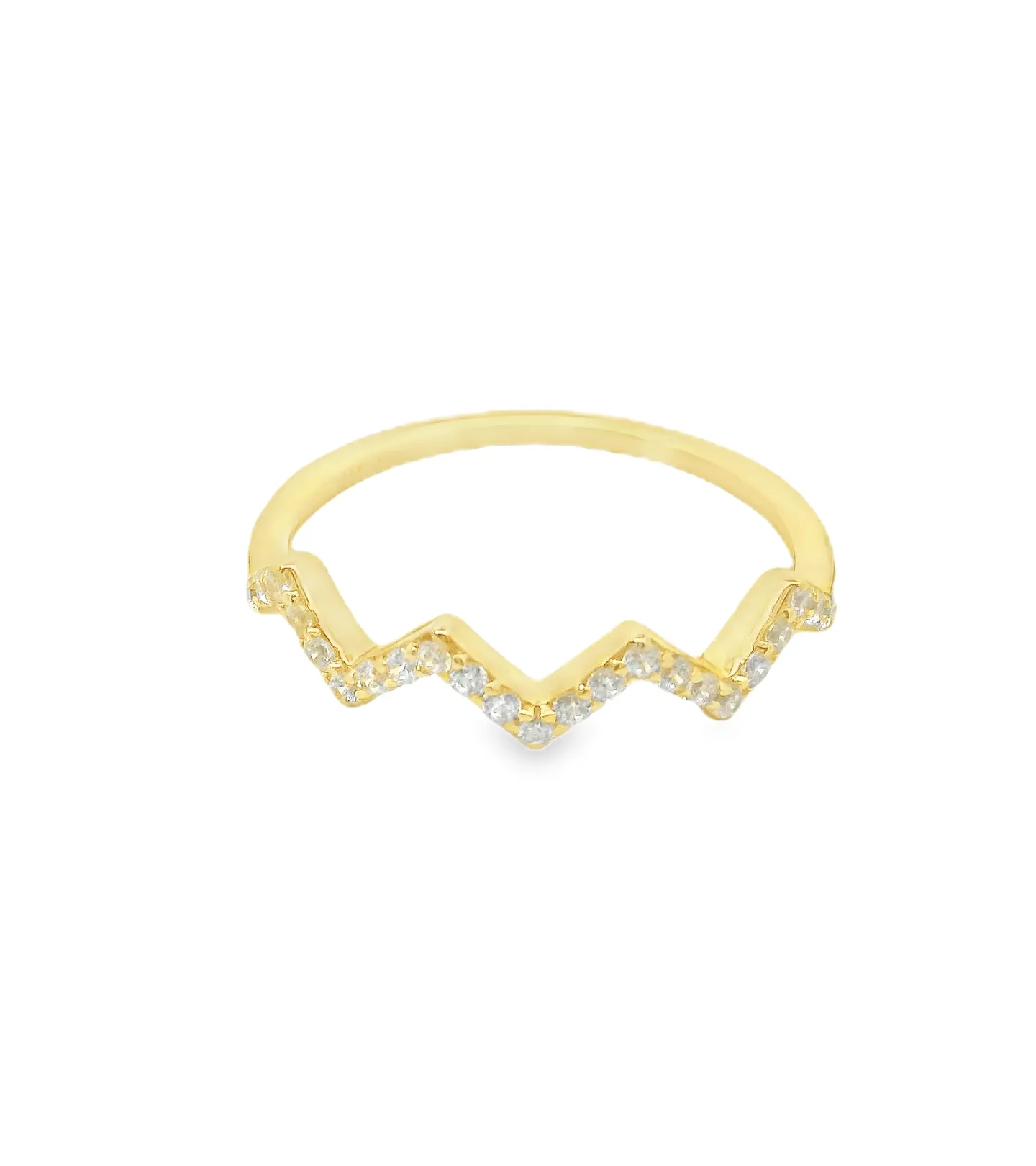 Zig Zag Pave Ring In Vermeil